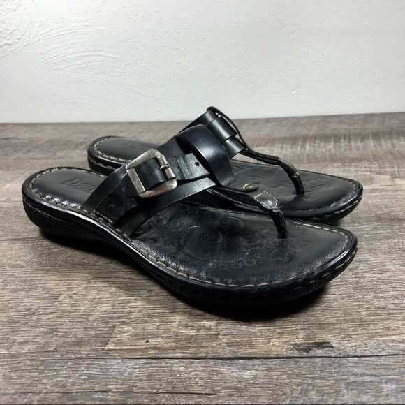 born black leather sandals